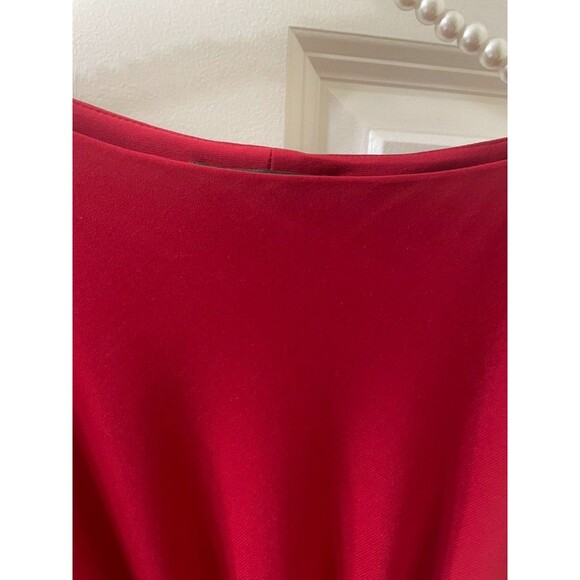 Women Lauren Ralph Lauren bateau-neck side twisted-Knot Dress red 4 office - Picture 2 of 12